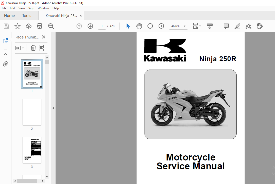 Kawasaki Ninja Motorcycle Service Manual PDF - HeyDownloads - Manual Downloads