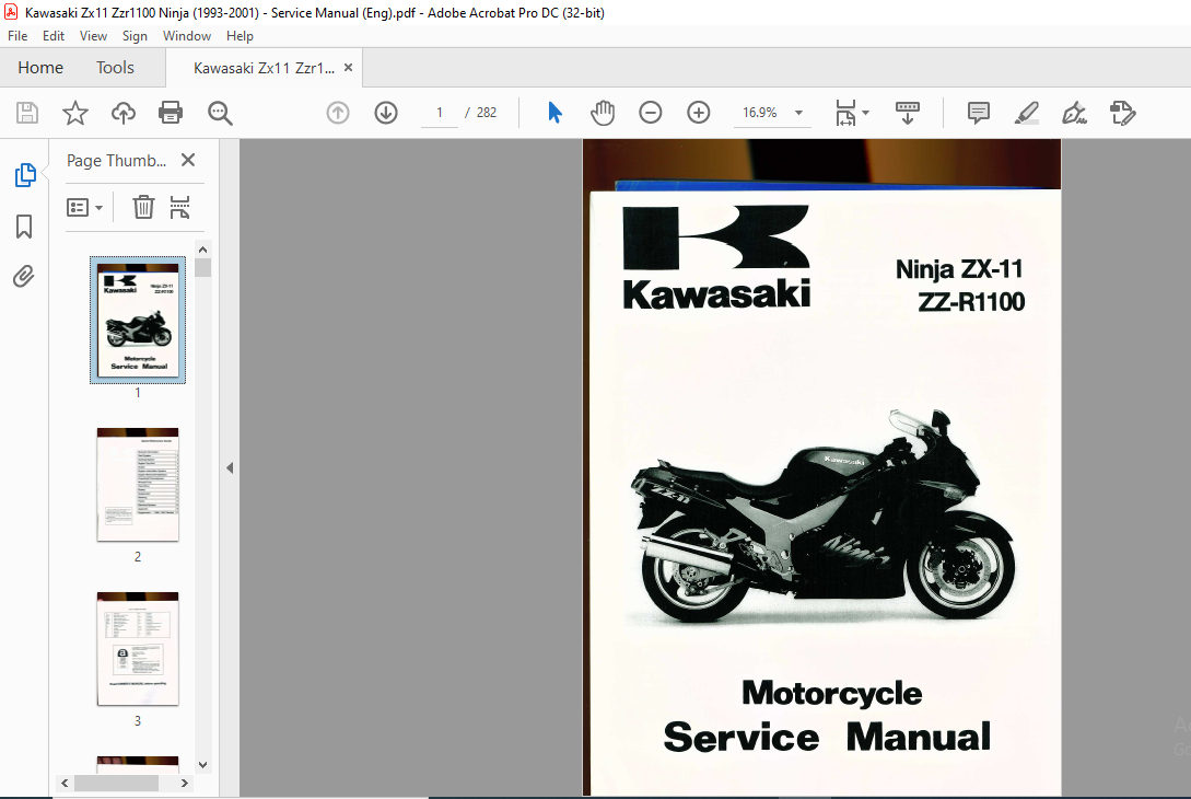 Eksamensbevis Samarbejdsvillig Skøn Kawasaki Ninja ZX-11 ZZ-R1100 Motorcycle Service Manual - PDF DOWNLOAD -  HeyDownloads - Manual Downloads
