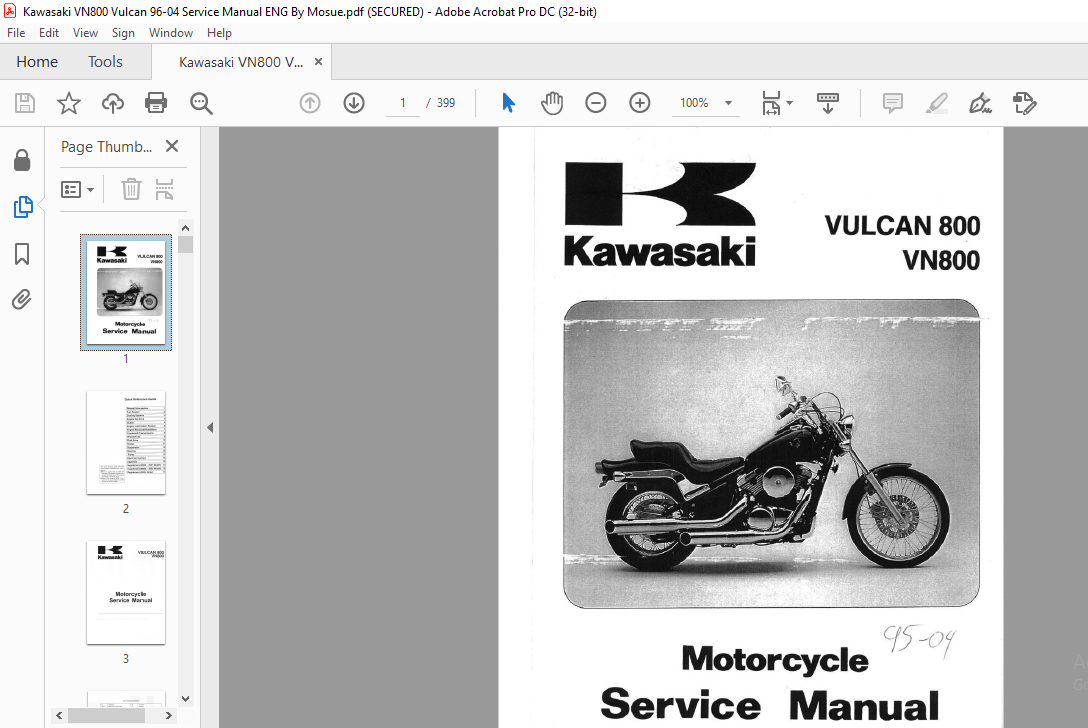 Lære vegetation Ubetydelig Kawasaki VULCAN 800 VN800 Motorcycle Service Manual - PDF DOWNLOAD -  HeyDownloads - Manual Downloads