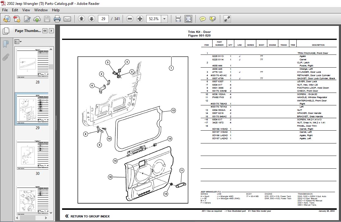 2002 Jeep Wrangler TJ Parts-Catalog Manual - PDF DOWNLOAD - HeyDownloads -  Manual Downloads