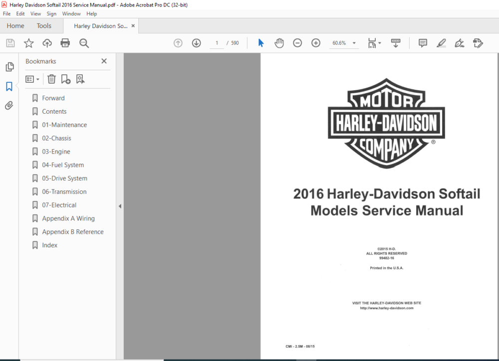 2016 HarleyDavidson Softail Models Service Manual PDF DOWNLOAD
