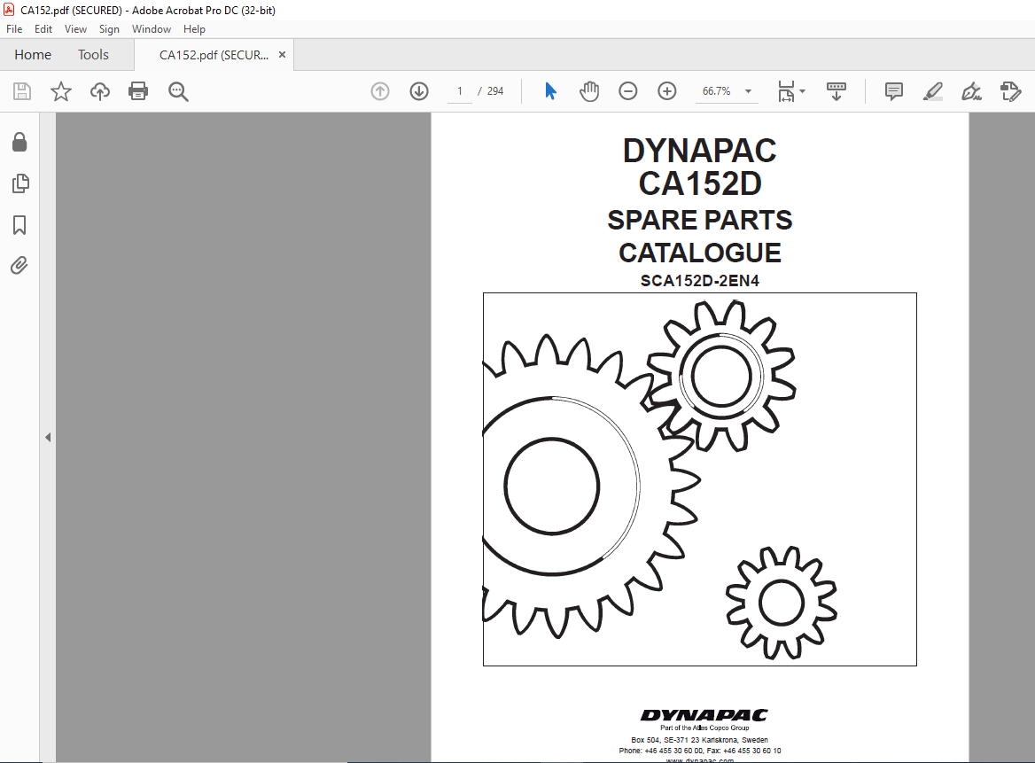 Dynapac CA152D Spare Parts Catalogue SCA152D-2EN4 - PDF DOWNLOAD 