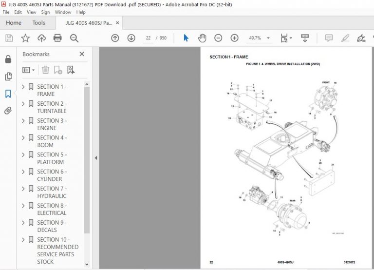 JLG 400S 460SJ Parts Manual (3121672) PDF Download HeyDownloads