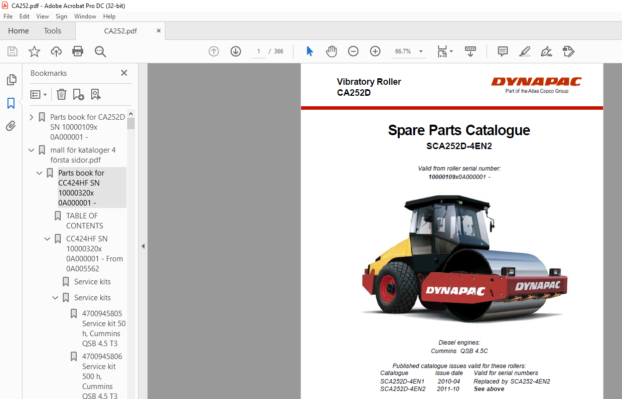 Atlas Copco Dynapac CA252D Vibratory Roller Spare Parts Catalogue  SCA252D-4EN2 -PDF DOWNLOAD - HeyDownloads - Manual Downloads