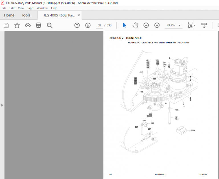 JLG 400S 460Sj Parts Manual (3120789) PDF DOWNLOAD HeyDownloads