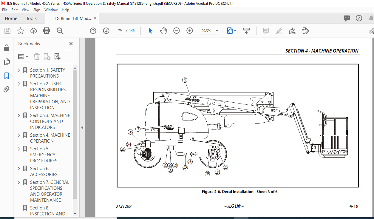 JLG Boom Lift Models 450A Series II 450AJ Series II Operation & Safety