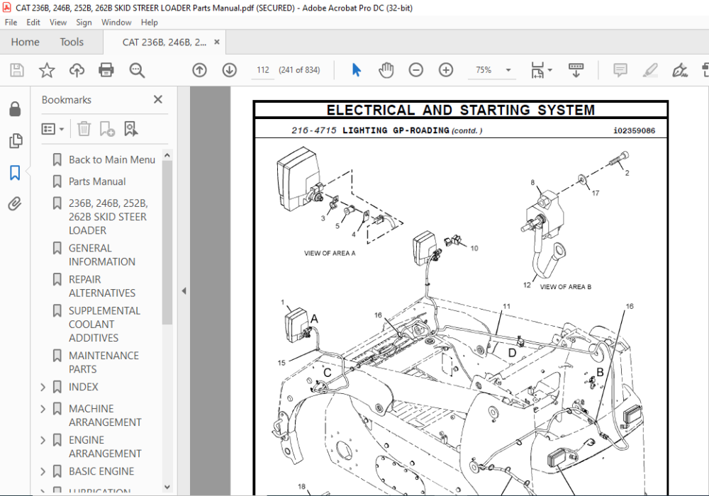 Cat 236B 246B 252B 262B Skid Steer Loader Parts Manual – PDF DOWNLOAD ...