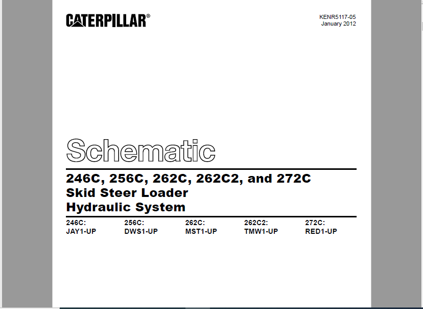 Cat 246C 256C 262C 262C2 & 272C Skid Steer Loader Hydraulic System