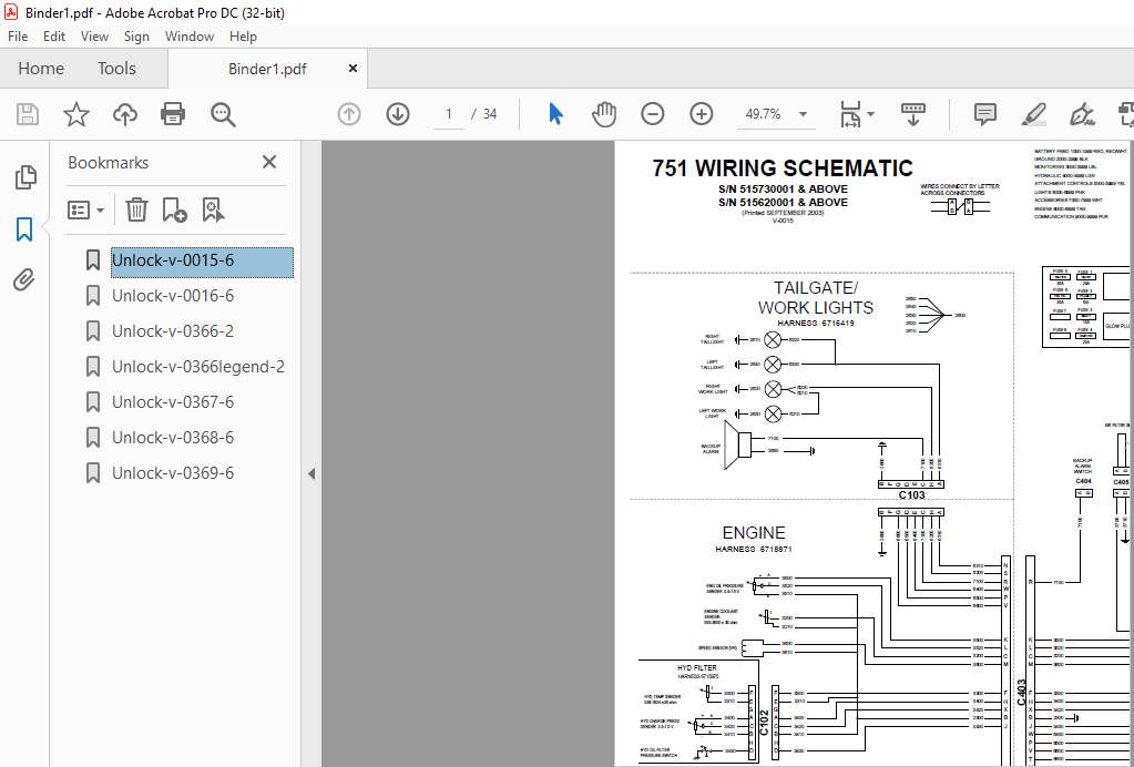 Bobcat 753 Wiring Electrical Schematic Hydraulic Hydrostatic