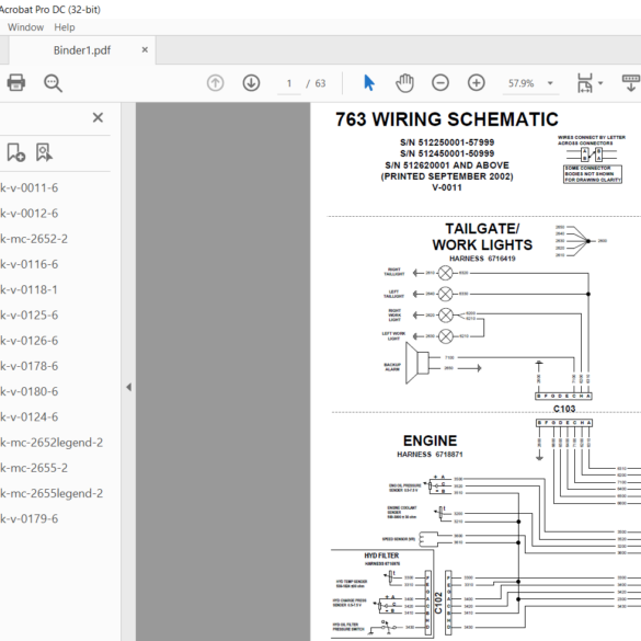 Bobcat 763 Wiring Electrical Schematic + Hydraulic/Hydrostatic