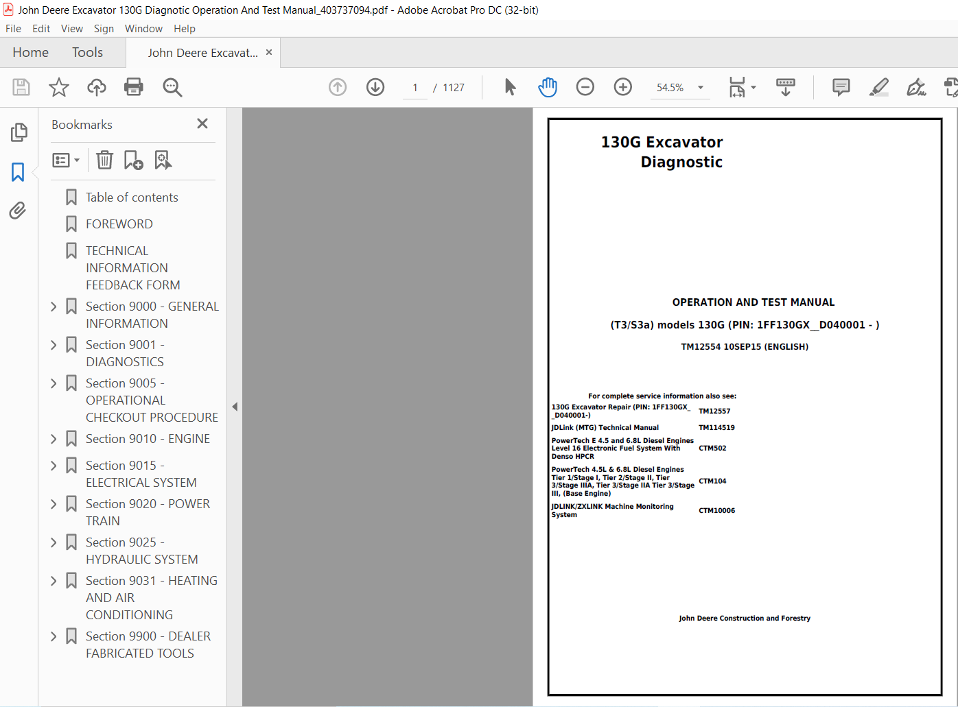John Deere Excavator 130G Diagnostic Operation And Test Manual - PDF  DOWNLOAD - HeyDownloads - Manual Downloads