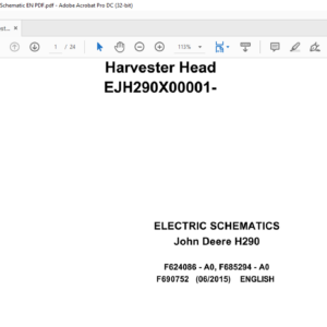 John Deere H290 Harvester Head ELECTRIC Schematic Manual - PDF DOWNLOAD ...