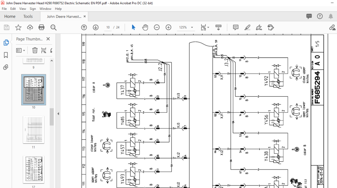 John Deere H290 Harvester Head ELECTRIC Schematic Manual - PDF DOWNLOAD ...