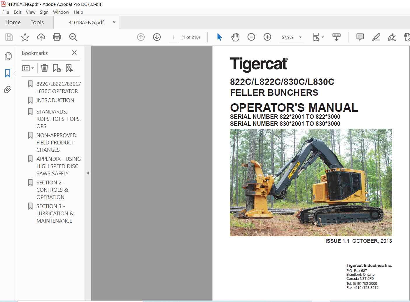 Tigercat C L C C L C Feller Bunchers Operator S Manual Pdf