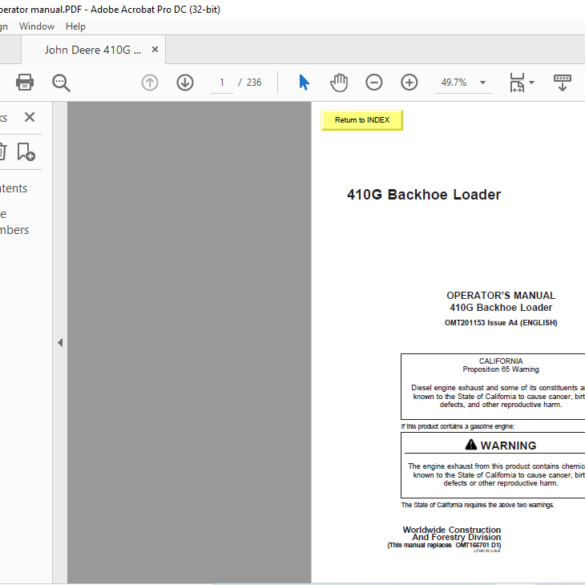 John Deere 410G Backhoe Loader Operator's - HeyDownloads - Manual Downloads