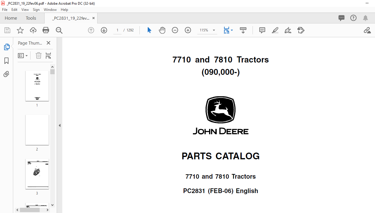 John Deere 7710 & 7810 Tractors Parts Catalog Manual - PDF DOWNLOAD -  HeyDownloads - Manual Downloads