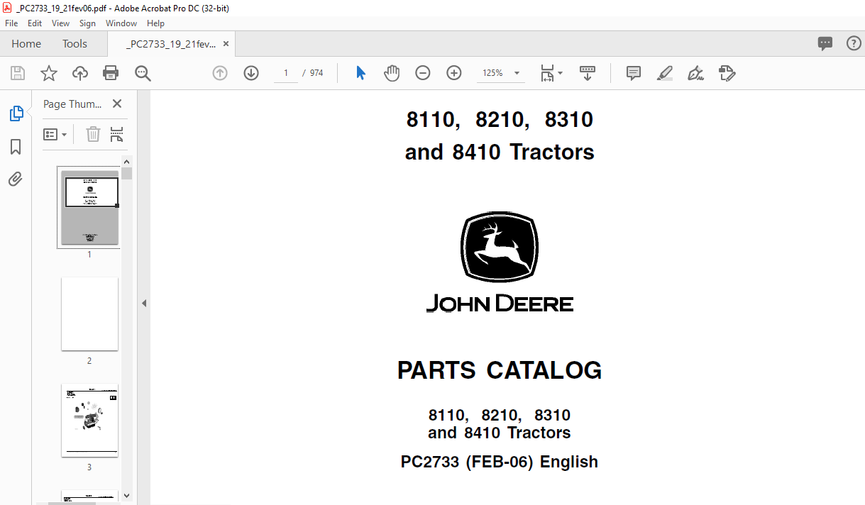 John Deere 8110 8210 8310 & 8410 Tractors Parts Catalog Manual - PDF  DOWNLOAD - HeyDownloads - Manual Downloads