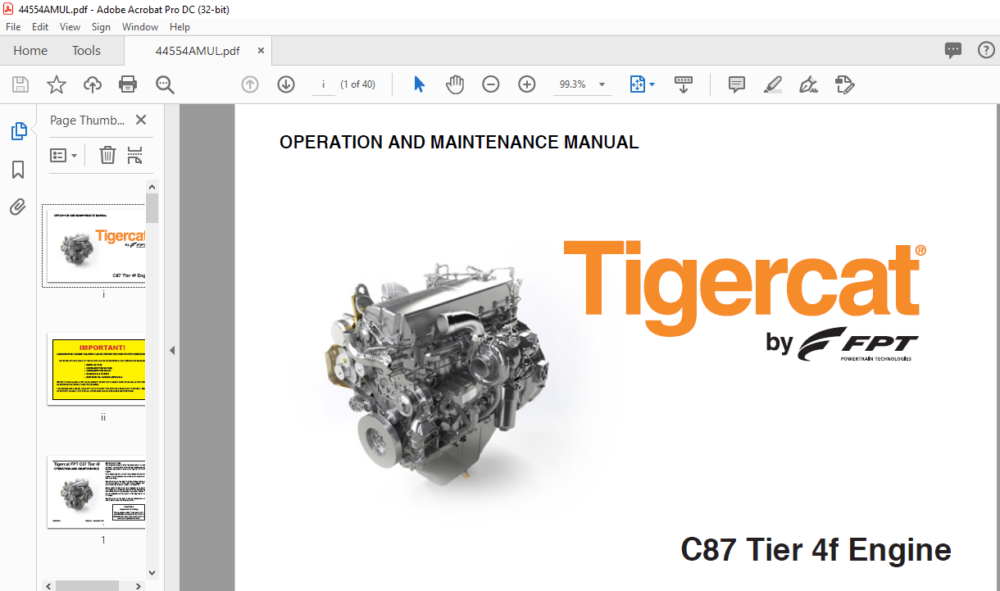 Tigercat C Tier F Engine Operation Maintenance Manual Pdf