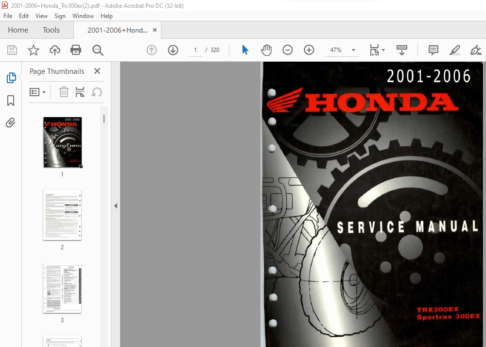 New Honda TRX300EX Sportrax300EX Owners Manual 2001 