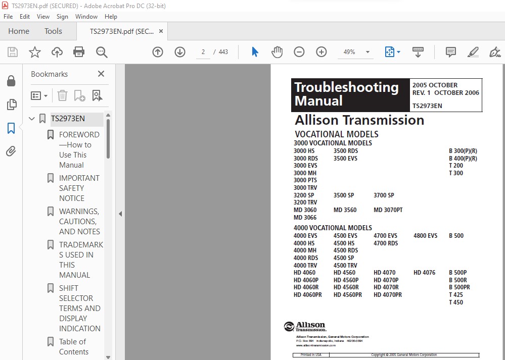 Allison Transmission 3000 & 4000 Electronic Controls Troubleshooting Manual  - PDF DOWNLOAD - HeyDownloads - Manual Downloads
