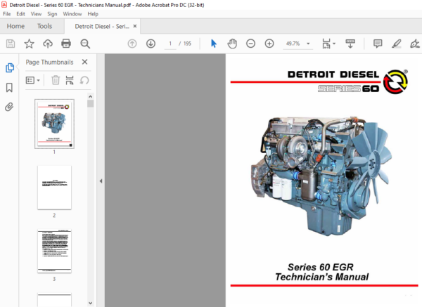 Detroit Diesel SERIES 60 EGR TECHNICIANS MANUAL ENGINE SERVICE SHOP REPAIR GUIDE 