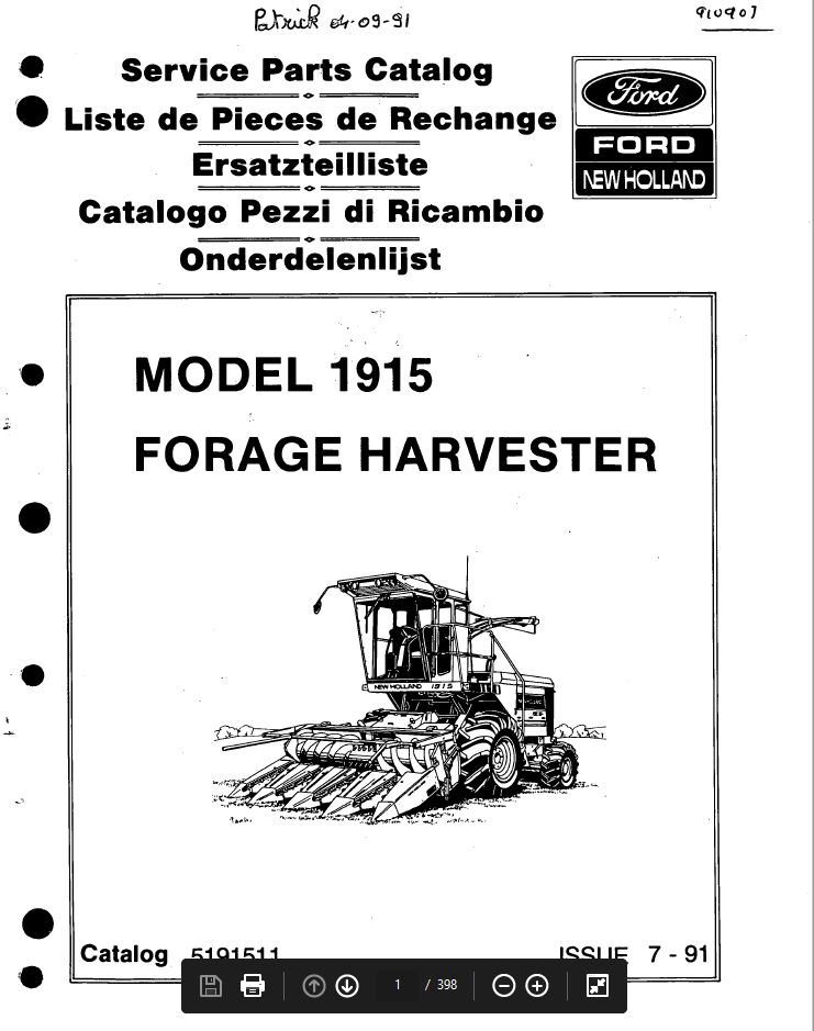 Ford New Holland 1915 Forage Harvester Service Parts Catalog Manual - PDF  DOWNLOAD - HeyDownloads - Manual Downloads