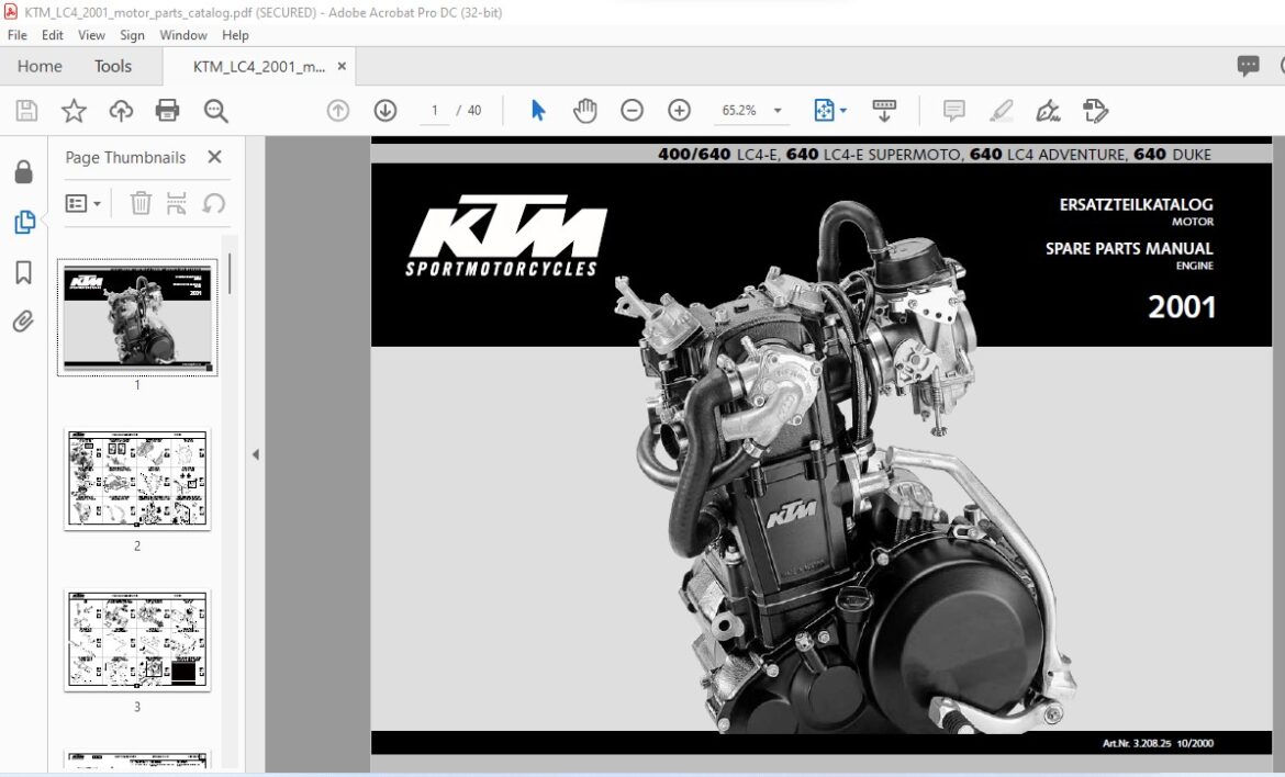 KTM 400 640 LC4-E 640 LC4-E Supermoto 640 LC4 Adventure 640 Duke Engine ...