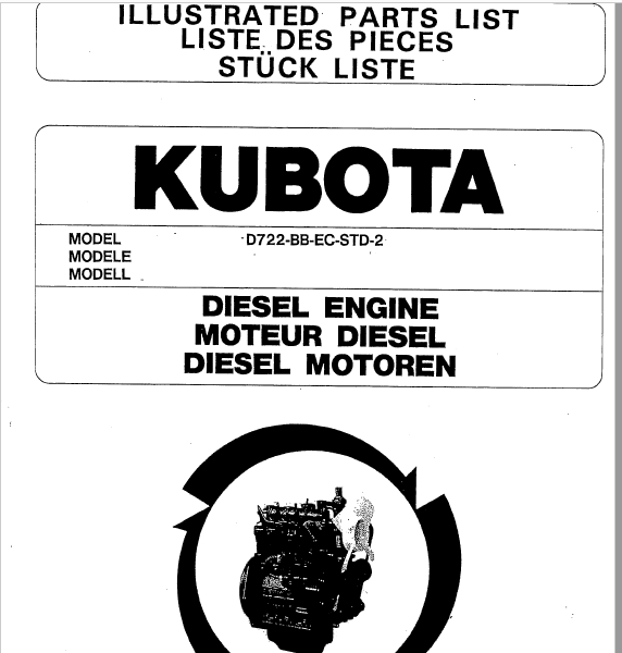 Kubota D722BBECSTD2 Diesel Engine Parts List Manual PDF DOWNLOAD
