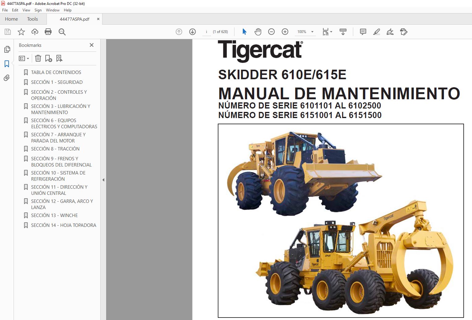 Tigercat SKIDDER 610E 615E MANUAL DE MANTENIMIENTO - PDF DOWNLOAD ...