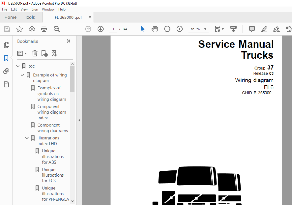 Volvo Trucks FL6 CHID B 265000 Wiring Diagram Manual PDF
