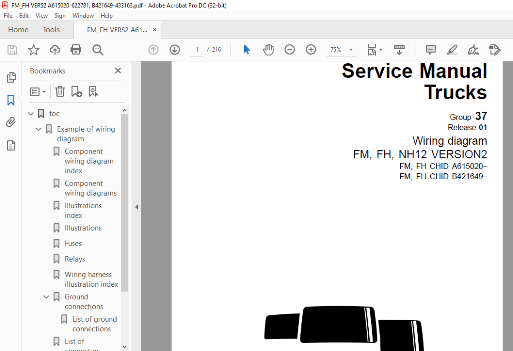 Volvo Trucks FM FH NH12 VERSION2 Wiring Diagram Manual PDF