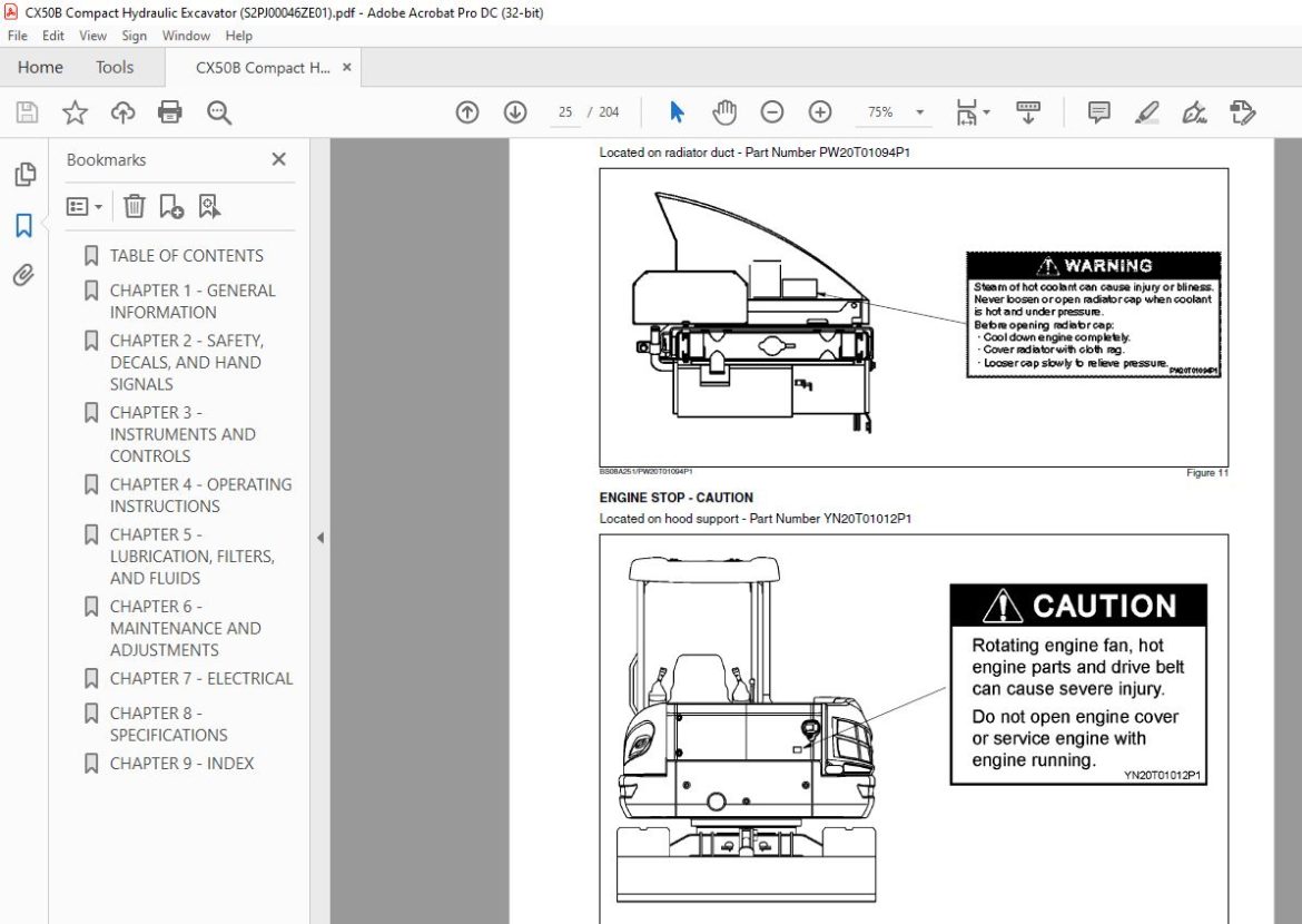 Case CX50B Compact Hydraulic Excavator Operator's Manual S2PJ00046ZE01