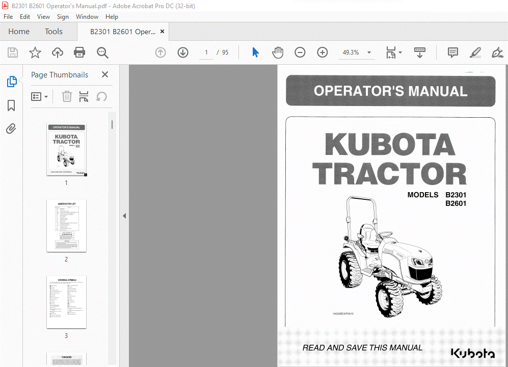 Kubota B2301 B2601 Tractor Service & Owners Manual 2 in 1 Repair PDF CD *Nice*