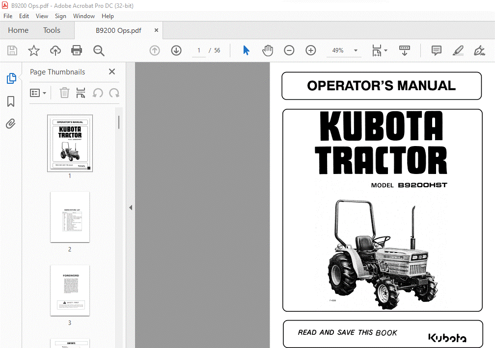 Kubota B9200HST Tractor Operator's Manual - PDF DOWNLOAD - HeyDownloads - Manual  Downloads