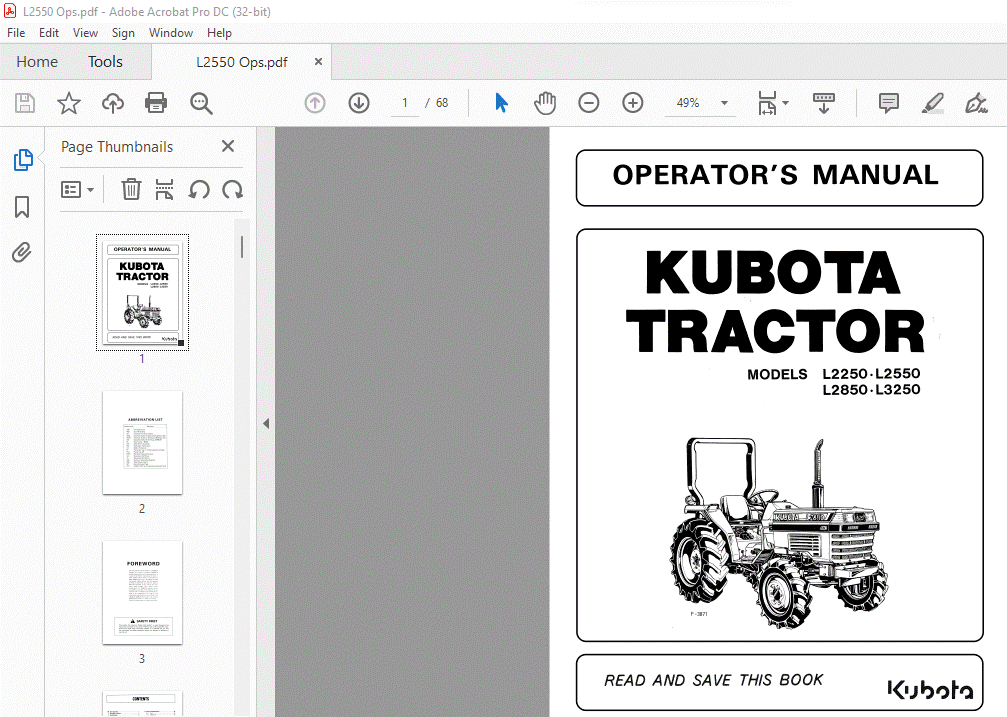 Kubota L2250·L2550 L2850·L3250 Tractor Operator's Manual - PDF DOWNLOAD -  HeyDownloads - Manual Downloads