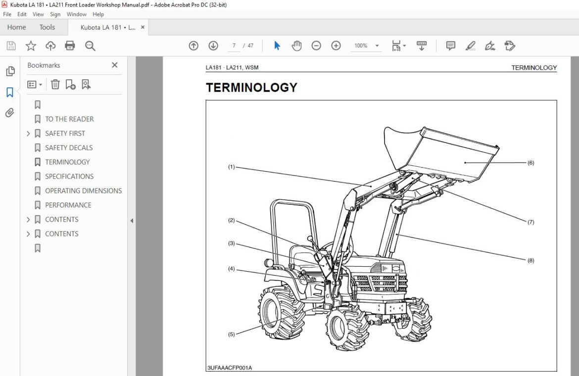 Kubota LA181 • LA211 Front Loader Manual PDF DOWNLOAD
