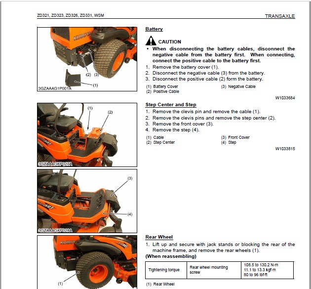 Kubota ZD321 ZD323 ZD326 ZD331 Manual PDF DOWNLOAD