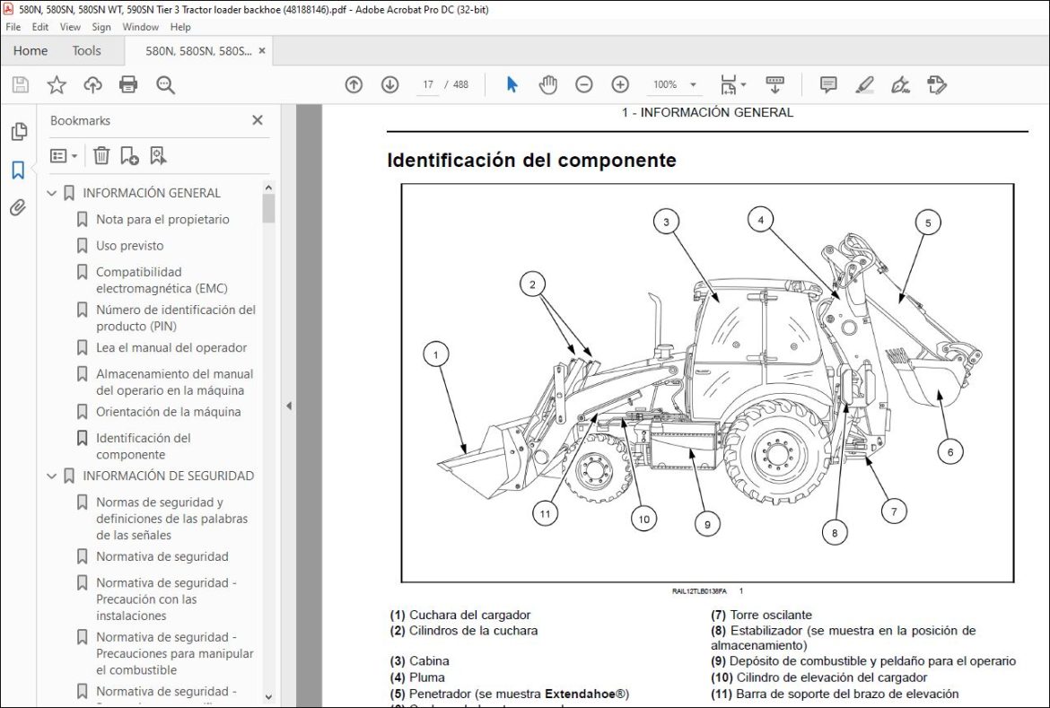 Case 580N 580SN 580SN WT 590SN Tier 3 Retrocargadora Manual del