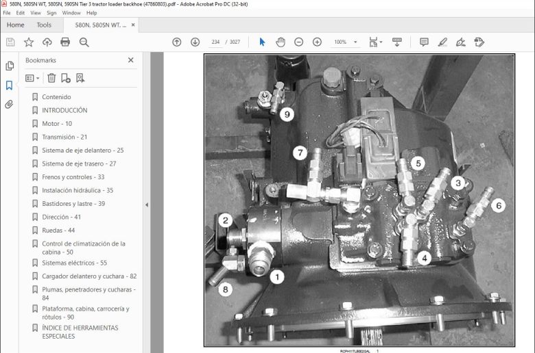 Case 580N 580SN WT 580SN 590SN Motor Tier 3 Retrocargadora Manual de