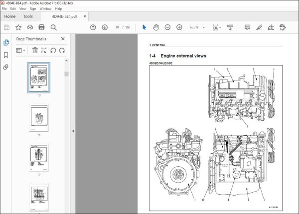 Komatsu 4D92E 4D94LE 4D98E Diesel Engine Shop Manual 4D94E-BE4 – PDF ...