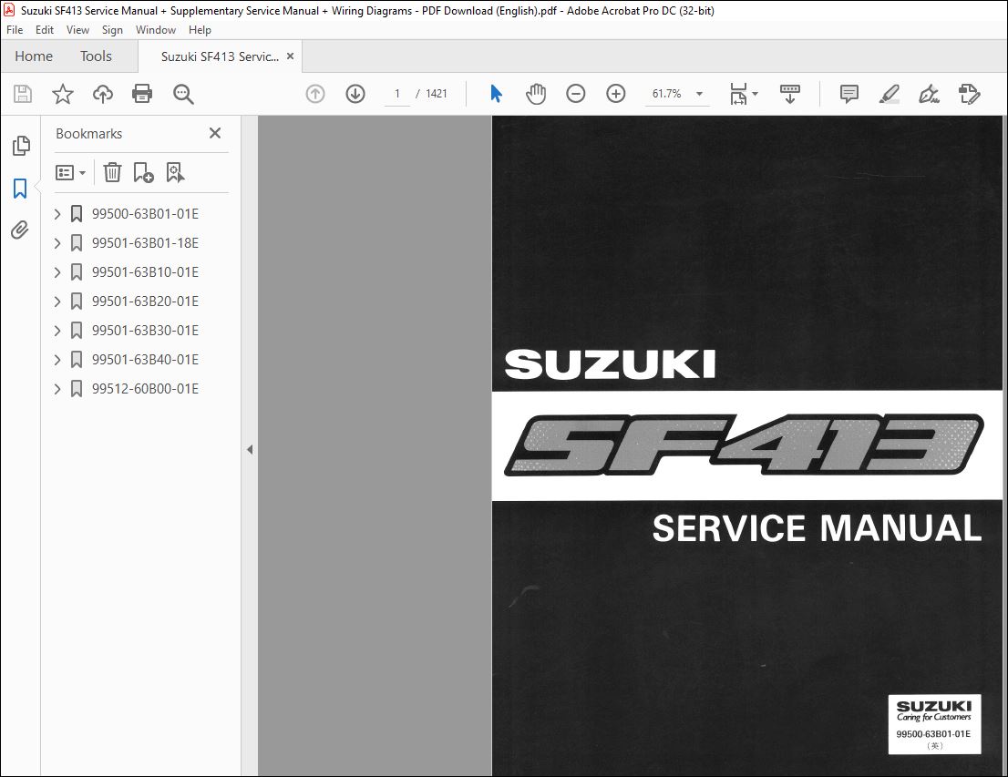 Suzuki SF413 Service Manual + Supplementary Service Manual + Wiring