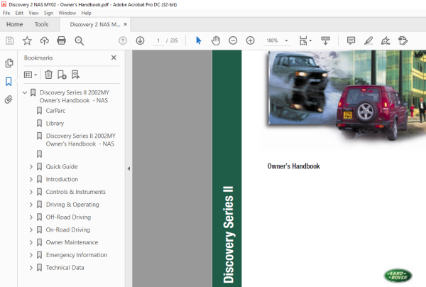 Land Rover Discovery Series II Owner's Handbook Manual LRL0459NAS - PDF ...