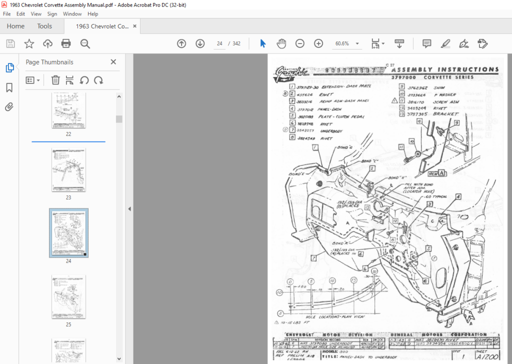 1960 Chevrolet Corvette Assembly Manual – Rebuild Guide & Illustrations By Bishko