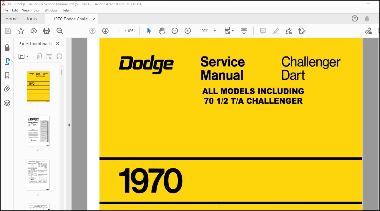 1972 Dodge Challenger & Dart Original Shop Service Repair Manual – Engine, Drivetrain & Wiring