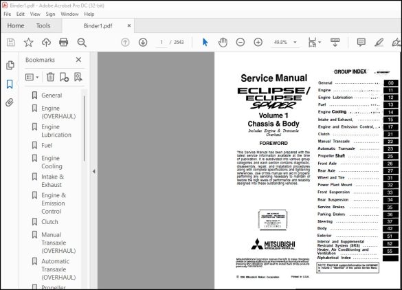 1998 MITSUBISHI ECLIPSE OWNERS MANUAL PDF visual data 5