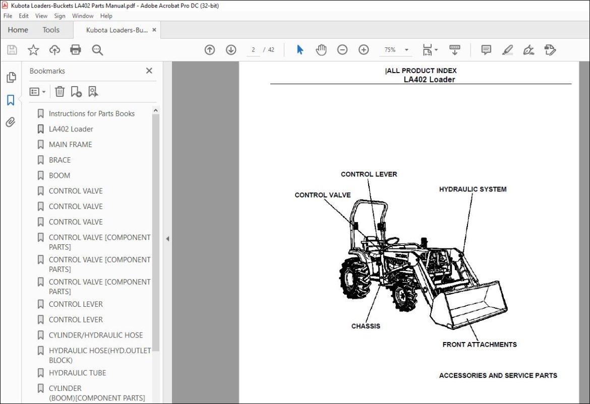 Kubota LoadersBuckets LA402 Parts Manual PDF DOWNLOAD HeyDownloads