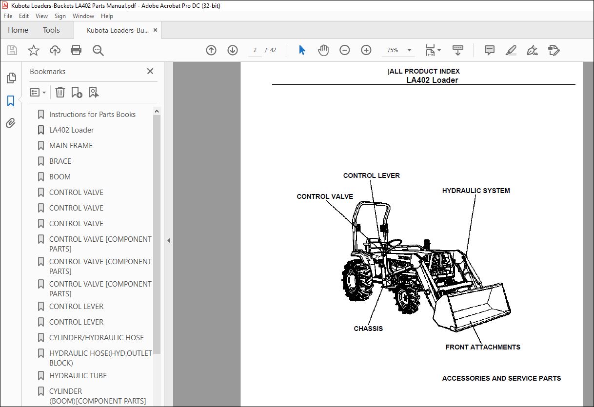 Kubota LoadersBuckets LA402 Parts Manual PDF DOWNLOAD HeyDownloads Manual Downloads