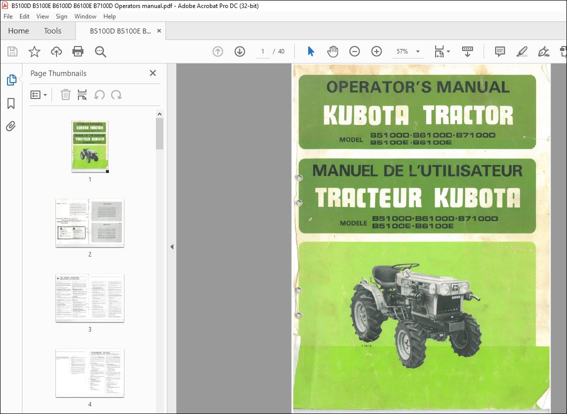 KUBOTA D1005 D1105 D1305 V1305 V1505 - E3 TE3 - DIESEL ENGINE OPERATOR MANUAL eB