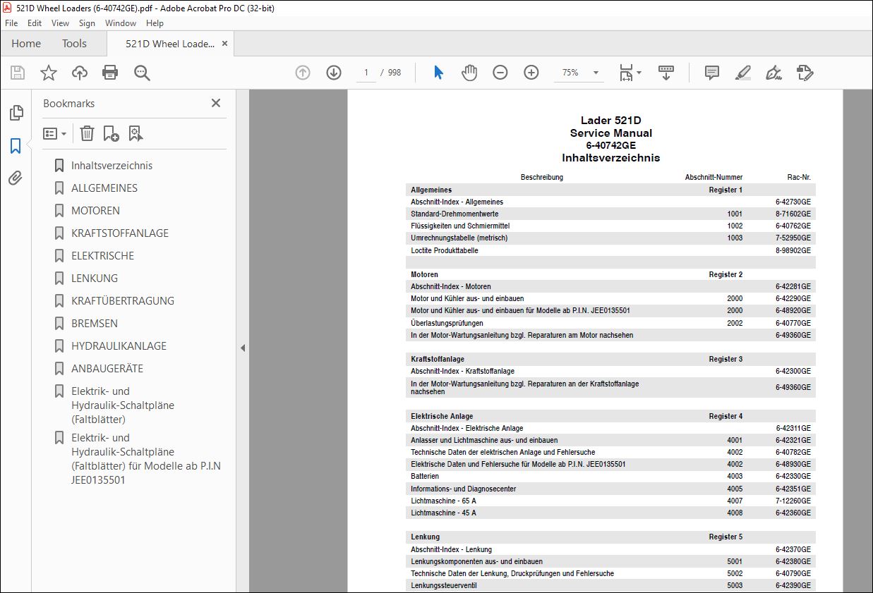 Case Lader 521D Service Manual 6 40742GE PDF DOWNLOAD German case-lader-521d-service-manual-6-40742ge-pdf-download-german