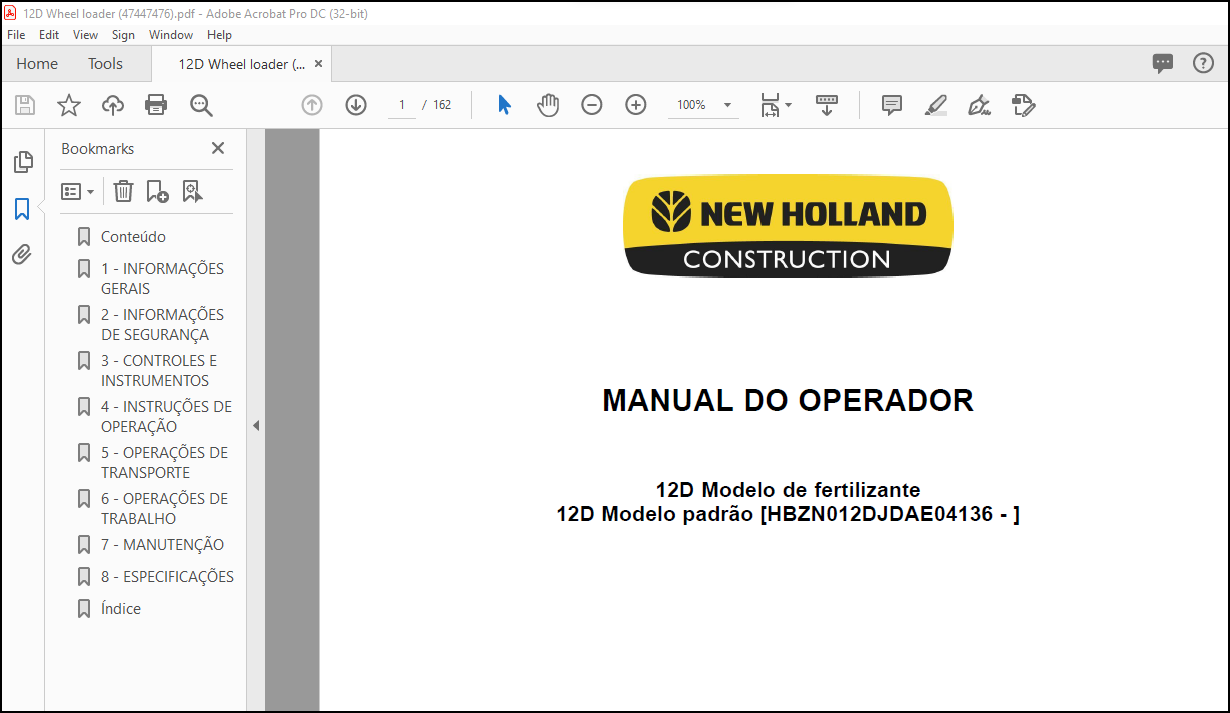 NEW HOLLAND 12D MANUAL DO OPERADOR - PDF DOWNLOAD (Brasil